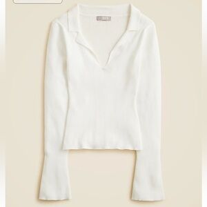 J crew ivory Fitted pullover sweater in TENCEL™ lyocell blend